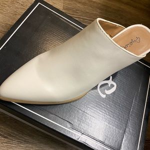 White slip on heel